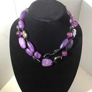 Purple and Silver Fashion Necklace